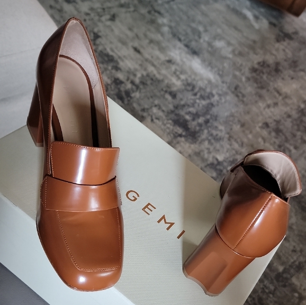 M. Gemi Brown Leather Heels with Modern Silhouette